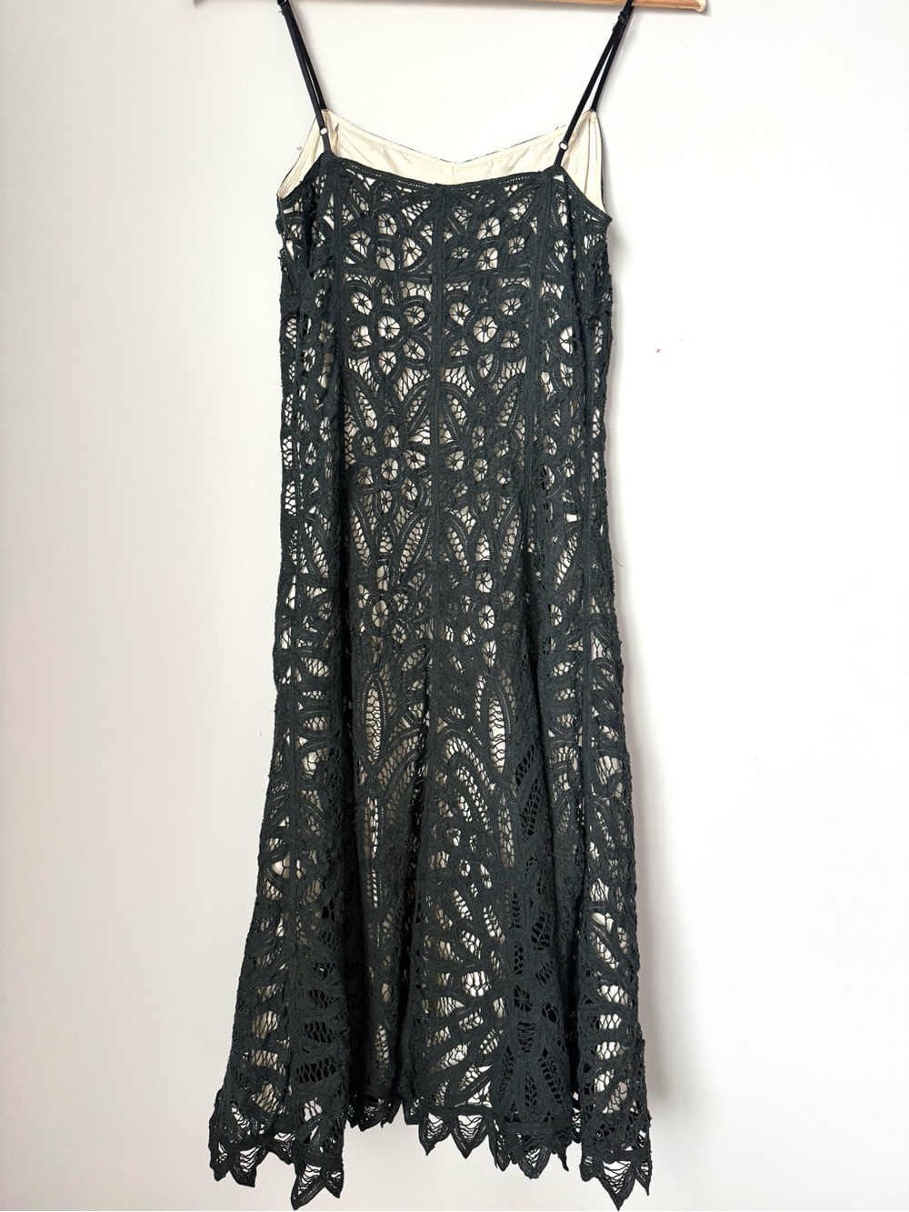 Betsey Johnson Lace Overlay Spaghetti Strap Midi Slip Dress in Black - Picture 4 of 4